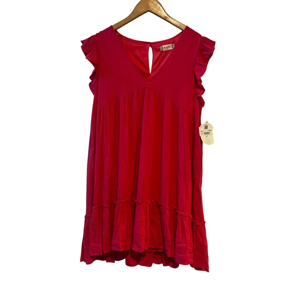 Altar’d State Pink V Neck Ruffle Sleeve Dress Size S Small NWT